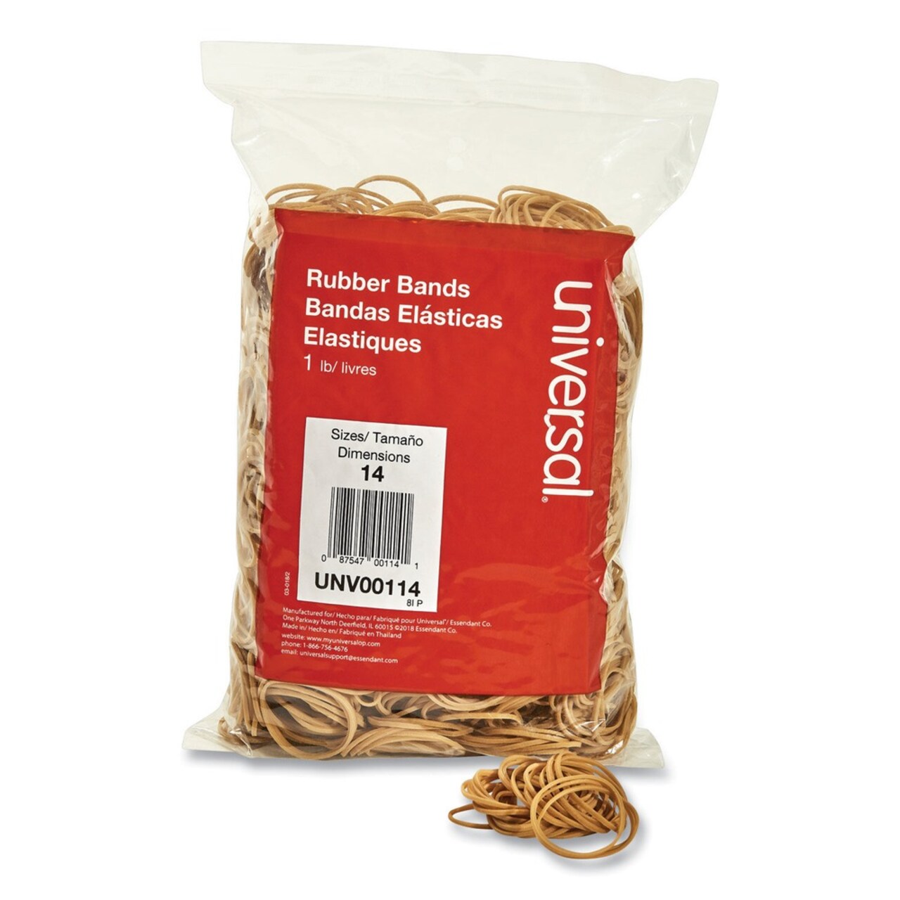 Universal 0.04 in. Gauge Size 14 Rubber Bands - Beige (2200/Pack)